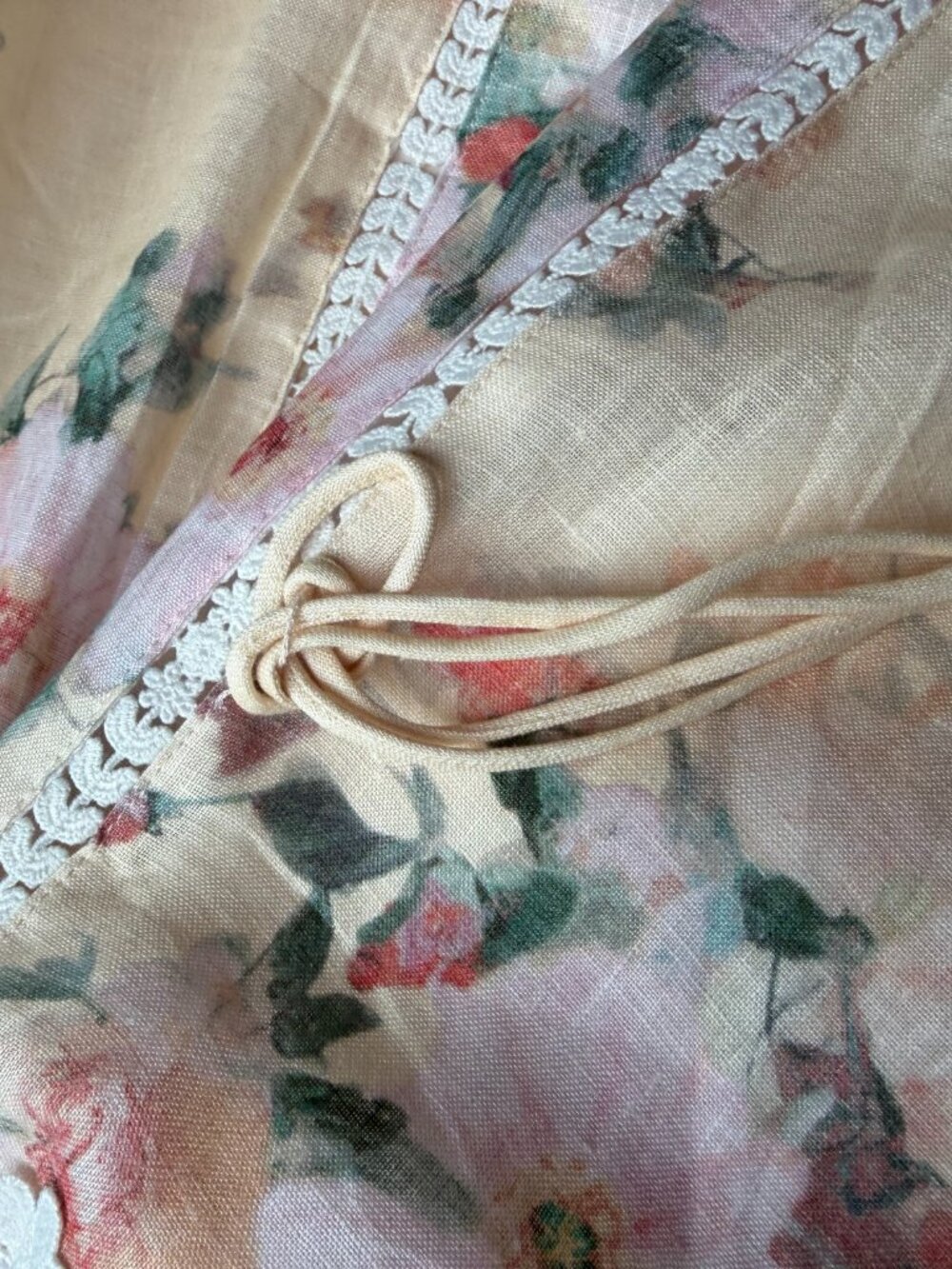 Zimmermann NWOT Everley Belted Lace-Trimmed Floral-Print Linen Midi Dress 2 - Picture 9 of 16